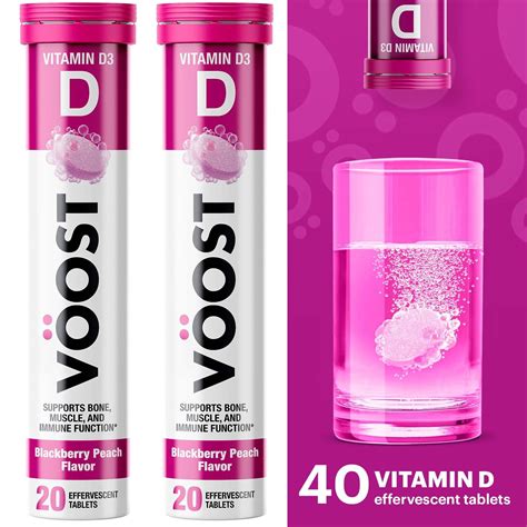 Voost Vitamin D Effervescent Vitamin Drink Tablet Blackberry Peach