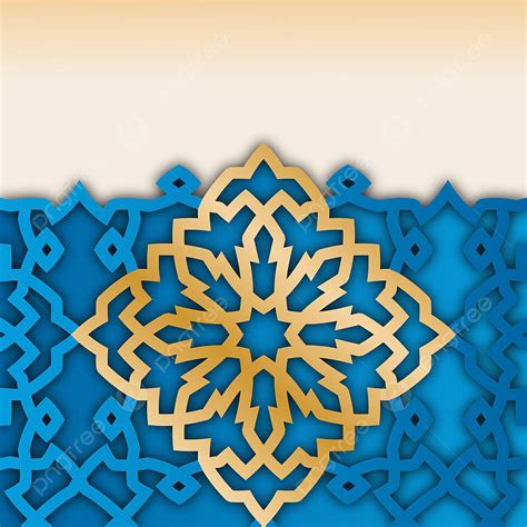 Gambar Latar Belakang Geometri Islamic Arab Dengan Warna Biru Dan Emas