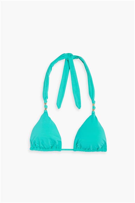 Buy Vix Paula Hermanny Paula Bead Embellished Triangle Bikini Top Blue