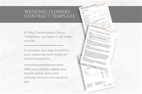 Editable Wedding Florist Contract Template Flower Arrangements Service