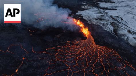 Drone footage of Iceland volcano eruption shows spectacular lava flow ...