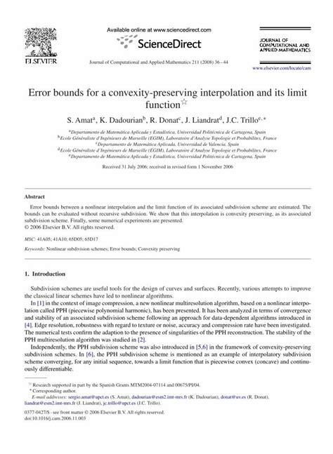 PDF Error Bounds For A Convexity Preserving Interpolation And Its