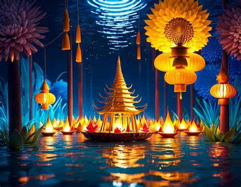 Premium Ai Image Colorful Loy Krathong Festival In Thailand