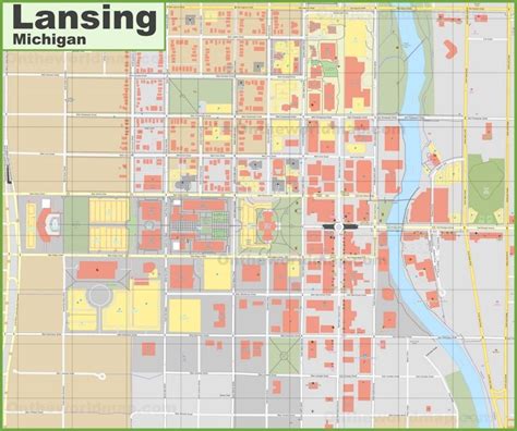 Lansing downtown map - Ontheworldmap.com