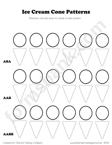 Ice Cream Cone Pattern Templates printable pdf download