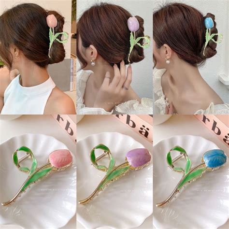 New Korean Hair Clip Fashion Metal Shark Clip Tulip Hairpin For Woman ...