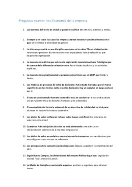 Preguntas examen test Economía de la empresa pdf