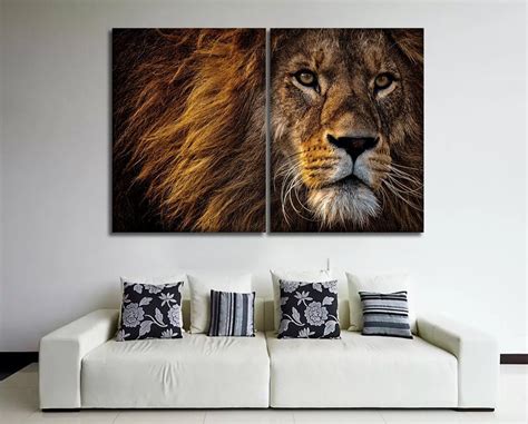 Lion Canvas Wall Art Lion Wall Art African Lion Canvas Print Etsy