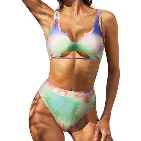 Bikini femmes sexy évider impression maillot de bain deux pièces maillot de bain ensemble de