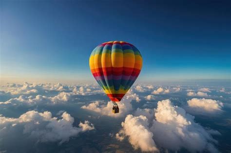 Premium Photo Colorful Hot Air Balloon Floating Above Clouds