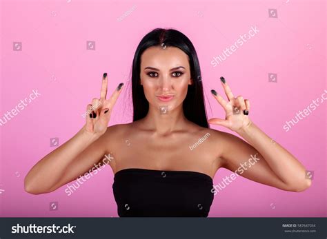 Hot Sexy Brunette Girl Gun On Stock Photo Shutterstock