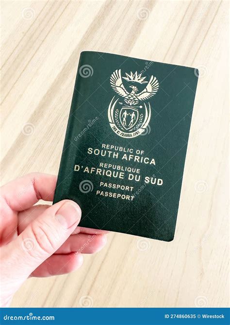 Hand Holding A South African Passport Stock Image Image Of