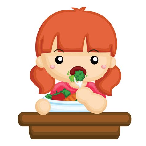 Kids Doing Healthy Lifestyle Eating Activity Cartoon Illustration ...