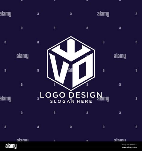 Initials Vo Logo Hexagon Shape Creative Geometric Logo Design Concept