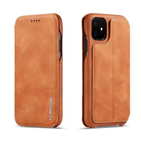 Coque à rabat en cuir véritable avec support magnétique pour iPhone