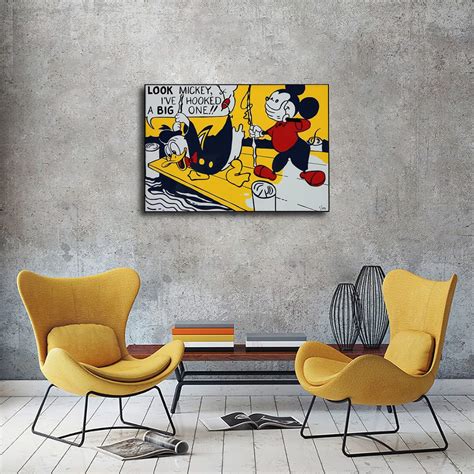 Roy Lichtenstein Look Mickey Hd Print On Canvas Etsy