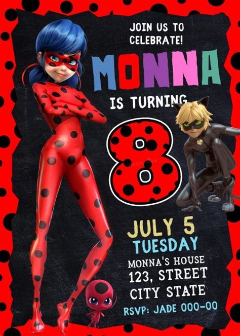 An Image Of A Ladybug Birthday Party With Polka Dots And The Number Eight