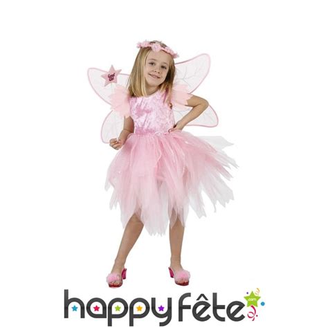 Costume De Fée Rose Avec Tulle Pour Fillette