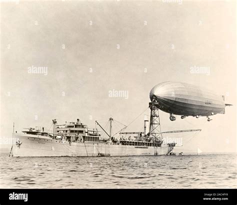 Uss Shenandoah Airship Moored To Its Tender The Newly Converted Uss