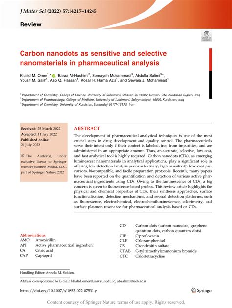 Carbon Nanodots As Sensitive And Selective Nanomaterials In