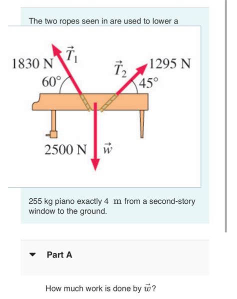 Solved The Two Ropes Seen In Are Used To Lower A255kg Piano Chegg