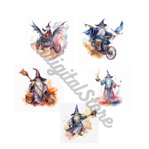 Watercolor Magic Wizards Clipart 30 Magic Fantasy Clipart Bundle PNG ...