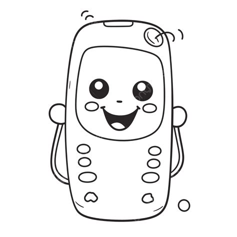 Cute Cellphone Coloring Page Outline Sketch Drawing Vector Cell Phone