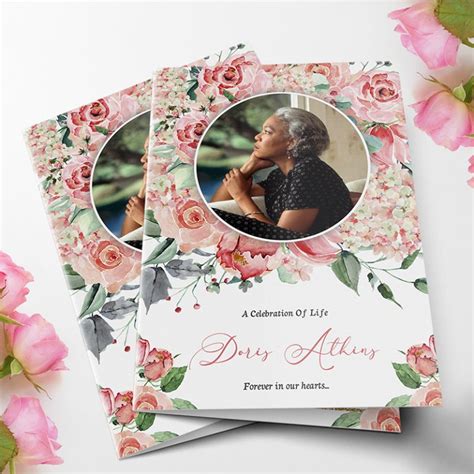 Modern Pink Rose Funeral Program Template ⋆ Funeral Program Templates