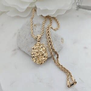 Gold Nugget Necklace, Gold Nugget Chain, 14k Heavy Plated Gold, 3.5mm ...