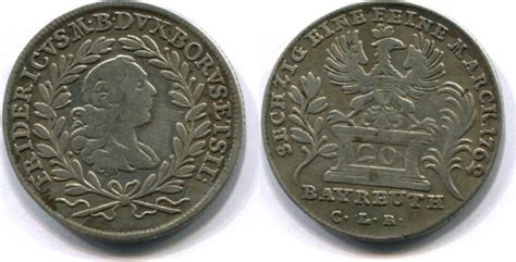 Brandenburg Bayreuth 20 Kreuzer 1762CLR Friedrich II 1735 1763 Ss