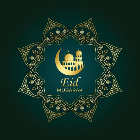 Green Eid Mubarak Cover Post Design With Golden Color Design 2405007