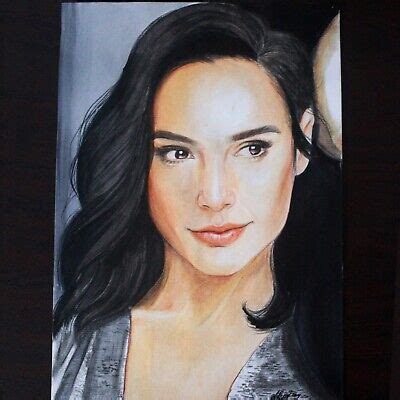 Gal Gadot Realistic Watercolor Portrait Hand Painting Fan Art Ebay