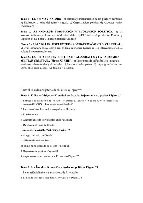 Páginas Temario Apuntes de los temas de los Visigodos Tema 1 EL