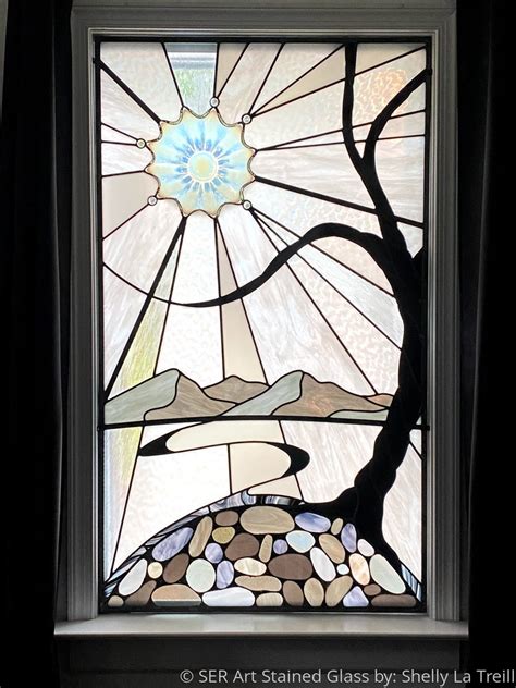 Black And White Landscape Stained Glass And Mural Original Art By Ser Art Stained Glass By