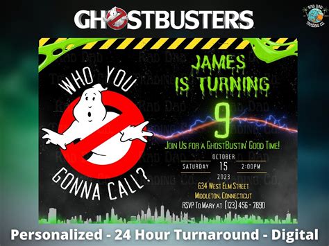 Ghostbusters Birthday Invitation Personalized Invitation Digital ...