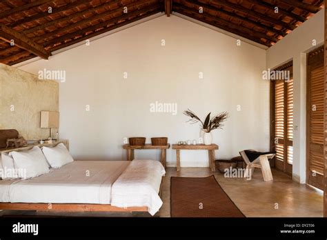 Beamed Bedroom Of Goan Beach House India Stock Photo Alamy