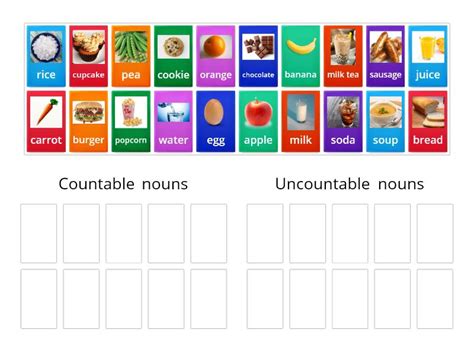 U5 Friends Plus Countable And Uncountable Nouns Ordenar Por Grupo