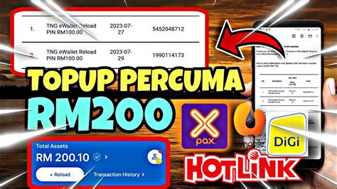 TOPUP FREE 2022 TEBUS LAGI PIN RELOAD TOPUP FREE RM200 Touch N Go