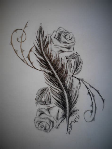 Feather And Roses Armband Tattoo Design Feather Tattoo Design Feather