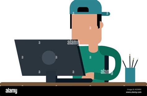 Working with computer avatar Stock Vector Image & Art - Alamy