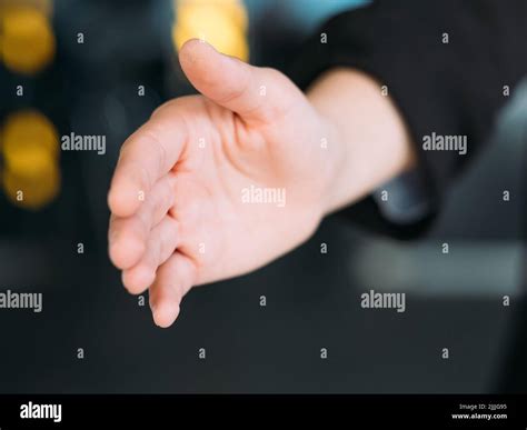 join business team greeting gesture welcoming hand Stock Photo - Alamy