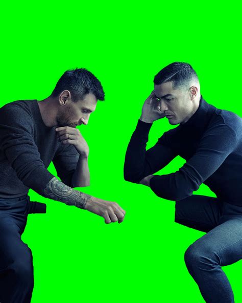 Messi And Ronaldo Playing Chess Meme Template Green Screen Transpar