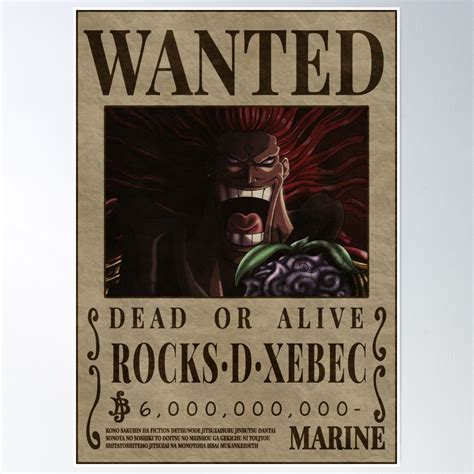 rocks  xebec  piece bounty rocks wanted poster  sale