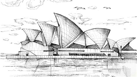 Sydney Opera House Pen Drawing In Architecture Sketch