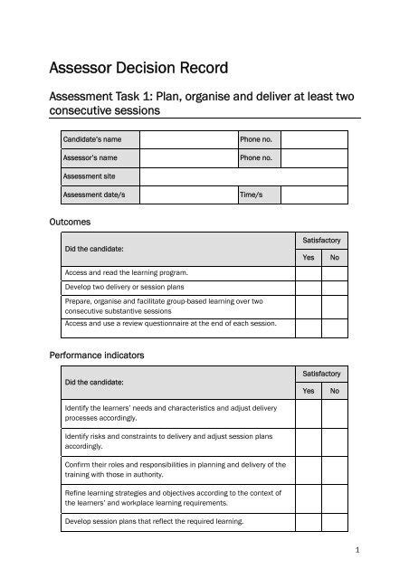 Observation checklist