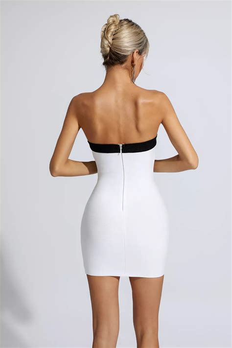 Elisa White Strapless Bowknot Mini Dress