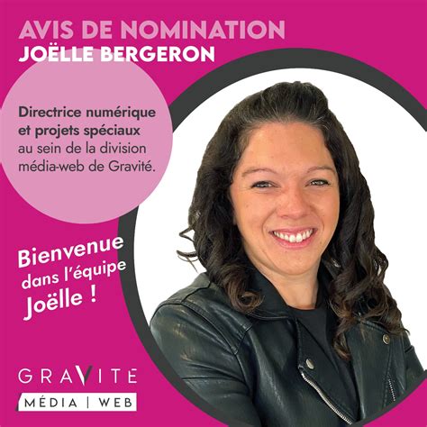 Nomination stratégique chez Gravité Joëlle Bergeron nouvelle