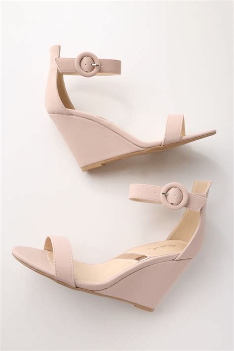 Chic Nude Heels Ankle Strap Heels Wedge Heels Lulus