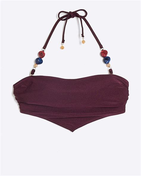 River Island Red Bandeau Scarf Bikini Top In Purple Lyst