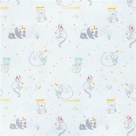 Tissu Katia Fabrics popeline de coton Pandas et confettis écru MPM